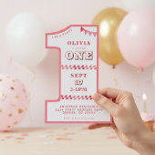 1st Birthday Party Girls Pink One Kaart