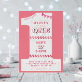 1st Birthday Party Girls Pink One Kaart