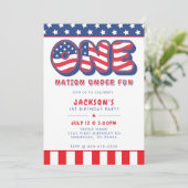 1st Birthday Party Patriotic USA Flag July 4th Kaart (Staand voorkant)