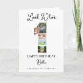1st Birthday Photo Collage Custom Number 1 Kaart (Voorkant)