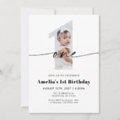 1st Birthday Photo Invitation Kaart (Voorkant)