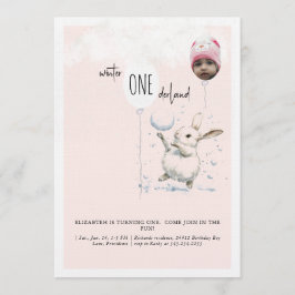 1st Birthday Photo Winter Wonderland Birthday  Kaart