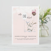 1st Birthday Photo Winter Wonderland Birthday  Kaart (Staand voorkant)