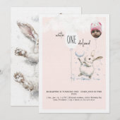 1st Birthday Photo Winter Wonderland Birthday  Kaart (Voorkant / Achterkant)