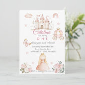 1st Birthday Princess Girl Invitation Kaart (Staand voorkant)