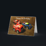 ***1st BIRTHDAY** RACING CAR GREETING Kaart<br><div class="desc">Tell your Little One that you wish him or her a VERY FUN / VERY HAPPY "1st Birthday" today:)</div>