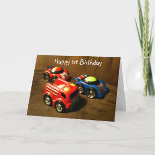 ***1st BIRTHDAY** RACING CAR GREETING Kaart