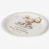 1st Birthday Teddy Bear Birthday Boy Papieren Bordje (Gekanteld)