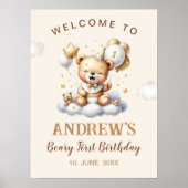 1st Birthday Teddy Bear Birthday Boy Poster (Voorkant)