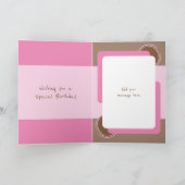 1st Birthday voeg naamfoto roze bruin toe Kaart (Binnen)