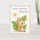 1st Birthday Watercolor Animals Card Kaart (Voorkant)