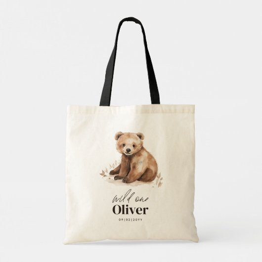 1st Birthday Wild One bear modern elegant party Tote Bag (Achterkant)