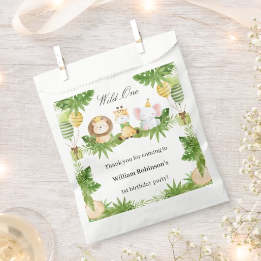 1st Birthday Wild One Safari Animals Favour Bag Bedankzakje (Geknipt)