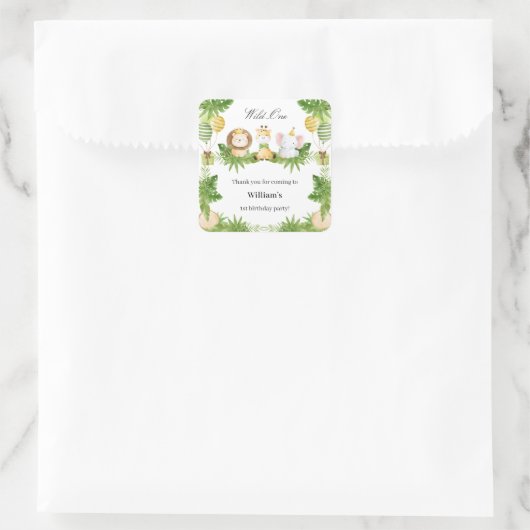 1st Birthday Wild One Safari Animals Party Sticker (Tas)