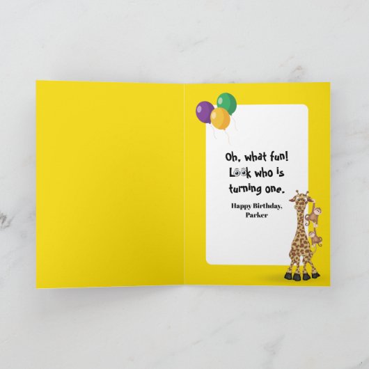 1st Birthday Wildlife Animal Babies Kaart (Binnen)