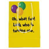 1st Birthday Wildlife Animal Babies Medium Cadeauzakje (Achterkant)