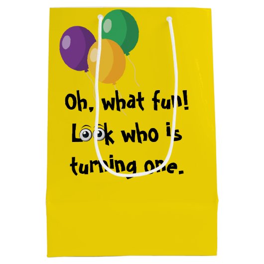 1st Birthday Wildlife Animal Babies Medium Cadeauzakje (Achterkant)