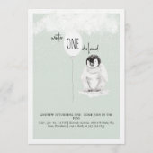 1st Birthday Winter Wonderland Birthday Party Kaart (Voorkant)