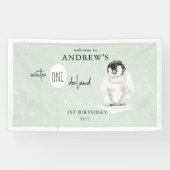1st Birthday Winter Wonderland Birthday Welcome Spandoek (Horizontaal)