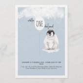 1st Birthday Winter Wonderland Blue Birthday Party Kaart (Voorkant)