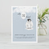 1st Birthday Winter Wonderland Blue Birthday Party Kaart (Staand voorkant)