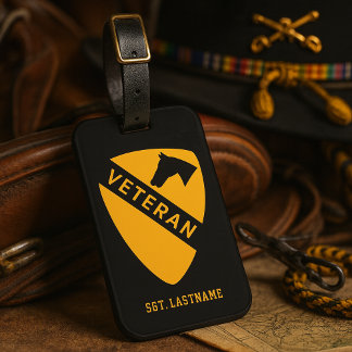 1st Cavalry Division "First Team" Personalized Bagagelabel