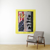 1st Cavalry Division Soldaten met Amerikaanse vlag Wandkleed (In situ)