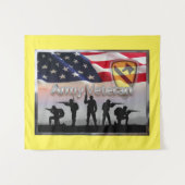 1st Cavalry Division Soldaten met Amerikaanse vlag Wandkleed (Voorkant (horizontaal))