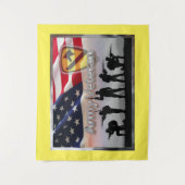 1st Cavalry Division Soldaten met Amerikaanse vlag Wandkleed (Voorkant)