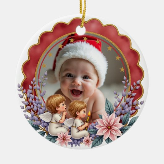 1st Christmas 2 sided Angel’s First Noel Keramisch Ornament (Voorkant)