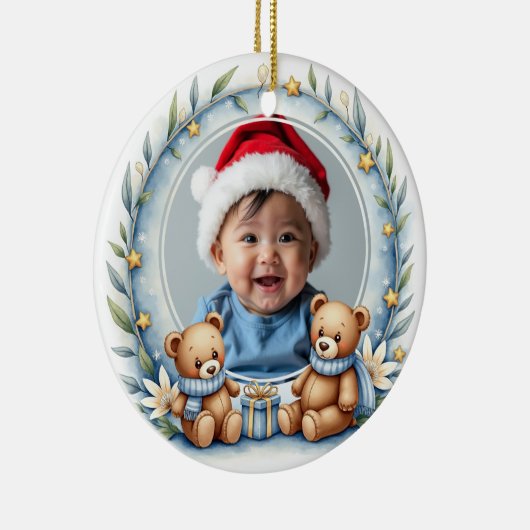 1st Christmas 2 sided, Bear Hugs & Baubles Keramisch Ornament (Rechts)