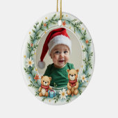 1st Christmas 2 sided Bear Hugs & Holly Keramisch Ornament (Rechts)