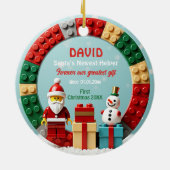 1st Christmas 2 sided Festive Builder Keramisch Ornament (Achterkant)