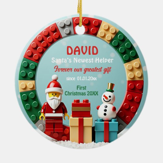 1st Christmas 2 sided Festive Builder Keramisch Ornament (Achterkant)