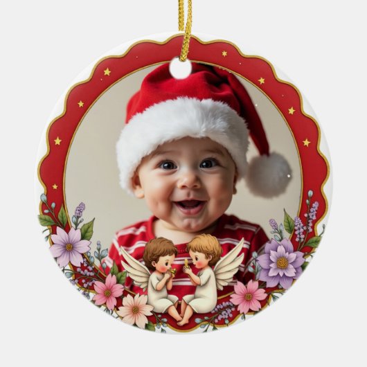 1st Christmas 2 sided Golden Keepsake Keramisch Ornament (Voorkant)