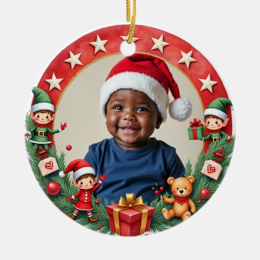 1st Christmas 2 sided,  Keramisch Ornament (Voorkant)