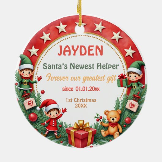 1st Christmas 2 sided,  Keramisch Ornament (Achterkant)