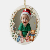 1st Christmas 2 sided Poinsettia Snuggles Keramisch Ornament (Rechts)