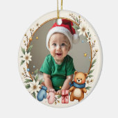 1st Christmas 2 sided Poinsettia Snuggles Keramisch Ornament (Links)