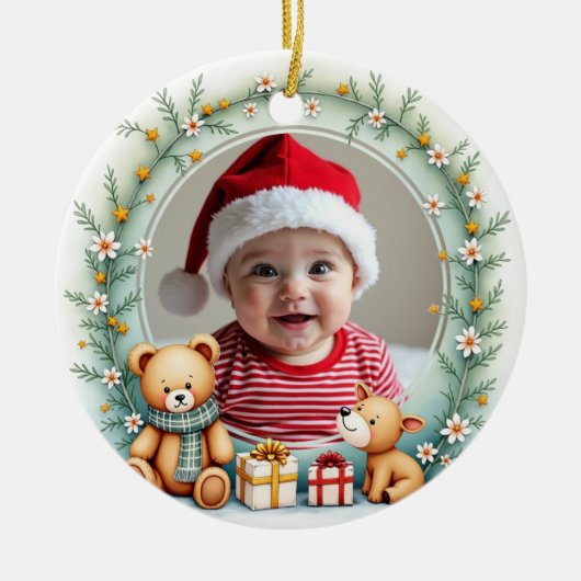 1st Christmas 2 sided Santa’s Newest Helper Keramisch Ornament (Voorkant)