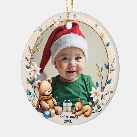 1st Christmas 2 sided Starry Snuggles Keramisch Ornament (Links)