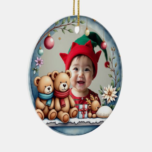 1st Christmas 2 sided, Tiny Toes & Tinsel Keramisch Ornament (Rechts)