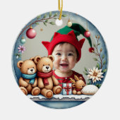 1st Christmas 2 sided, Tiny Toes & Tinsel Keramisch Ornament (Voorkant)