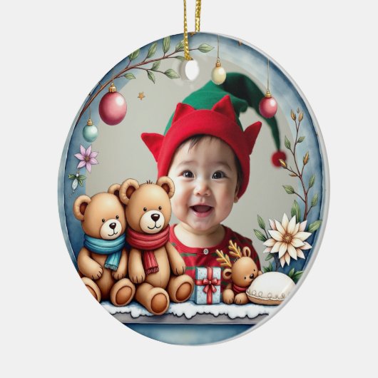 1st Christmas 2 sided, Tiny Toes & Tinsel Keramisch Ornament (Links)