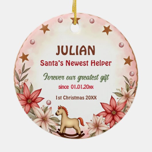 1st Christmas 2 sided, Toy Box Treasures Keramisch Ornament (Achterkant)