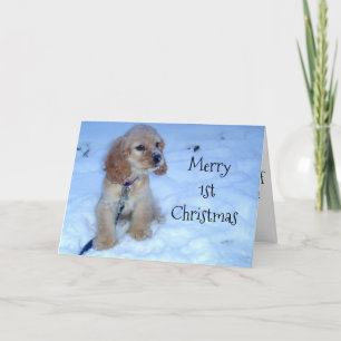 "1st" CHRISTMAS AAN BABY-SNOWBOUND PUP ZENDT "LOVE Feestdagen Kaart
