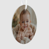 1st Christmas Baby Photo Name Acrylic Ornament (voorkant)