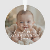 1st Christmas Baby Photo Name Acrylic Ornament (achterkant)