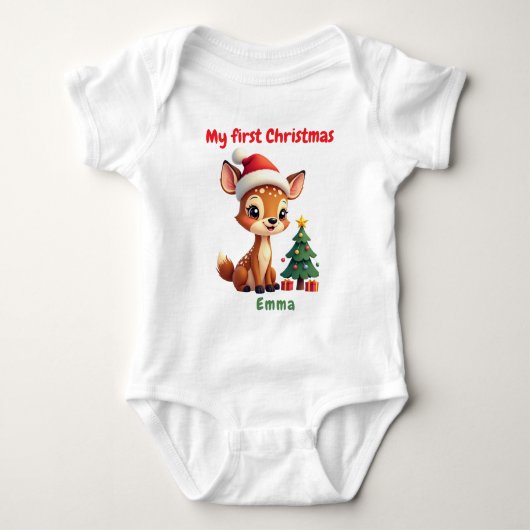 🎄1st Christmas, custom text, Doe-Re-Mi  Christmas Romper (Voorkant)
