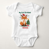 🎄1st Christmas, custom text, Festive Fox Trot Romper (Voorkant)